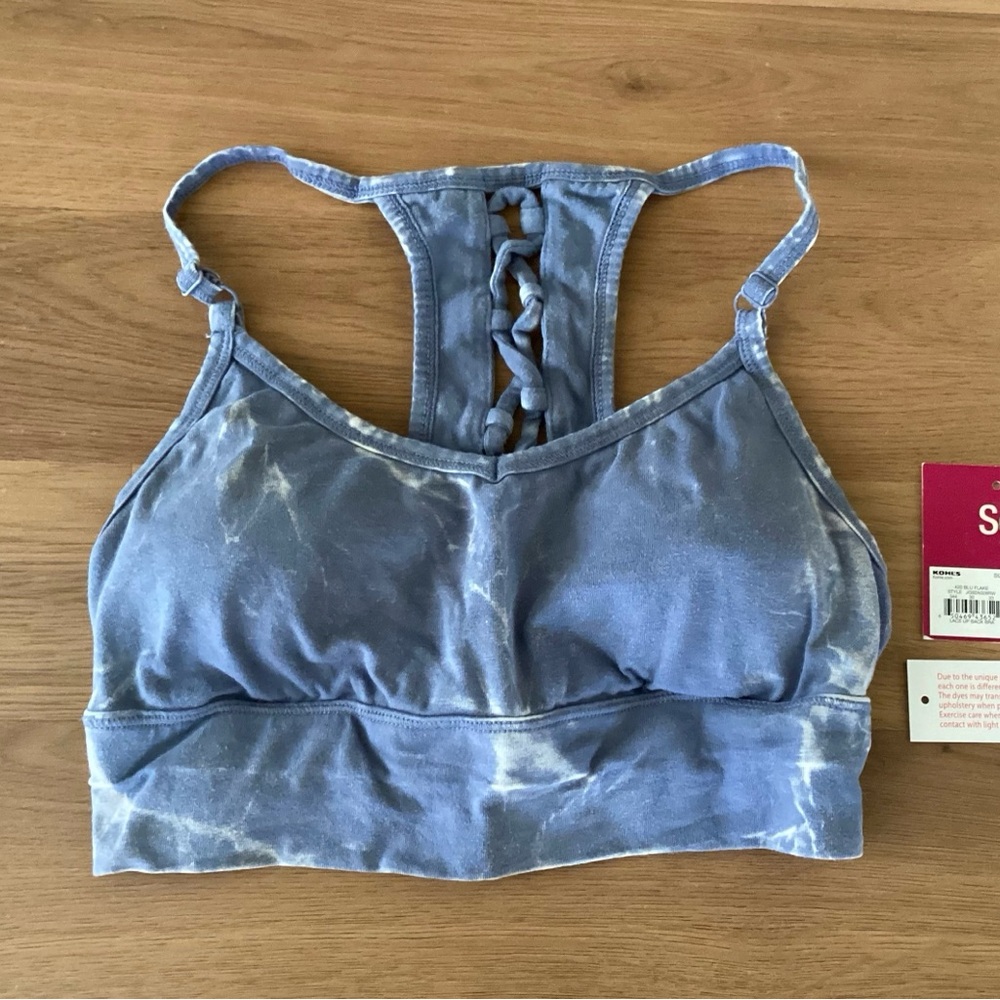 SO Kohl’s Lace Up Back bra bralette blue flake S NWT